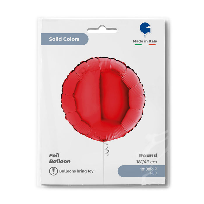 ABC18 Folienballon Uni | Ø 46 cm Rot