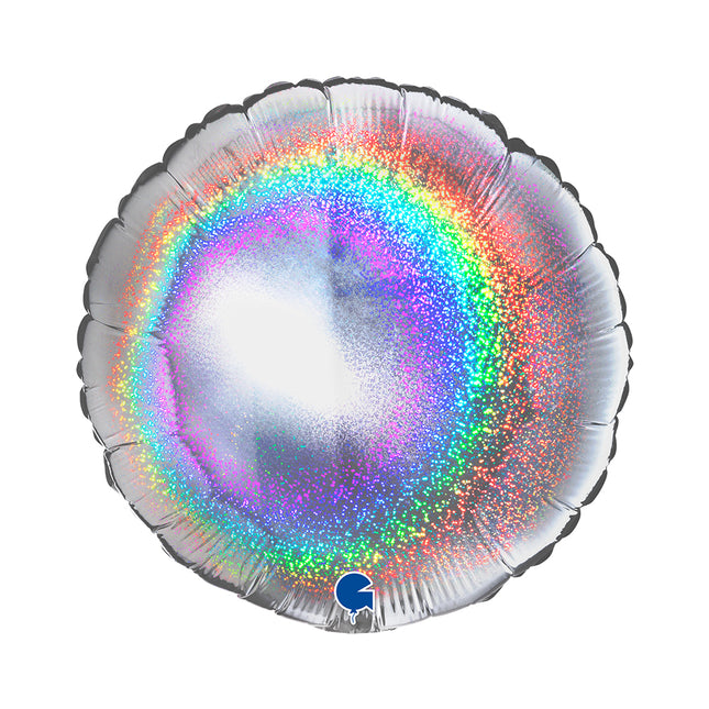 Rund Folienballon 18"/46cm (unverpackt) | Holo Glitter Silber