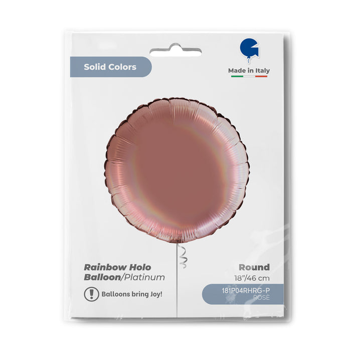 Folienballon Lose - Uni Rund ø 46 cm | Holo Rosé