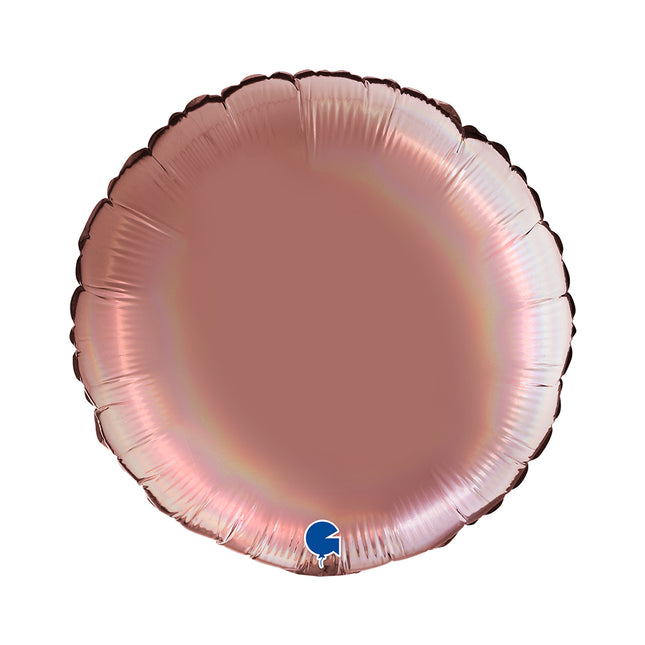 Folienballon Lose - Uni Rund ø 46 cm | Holo Rosé