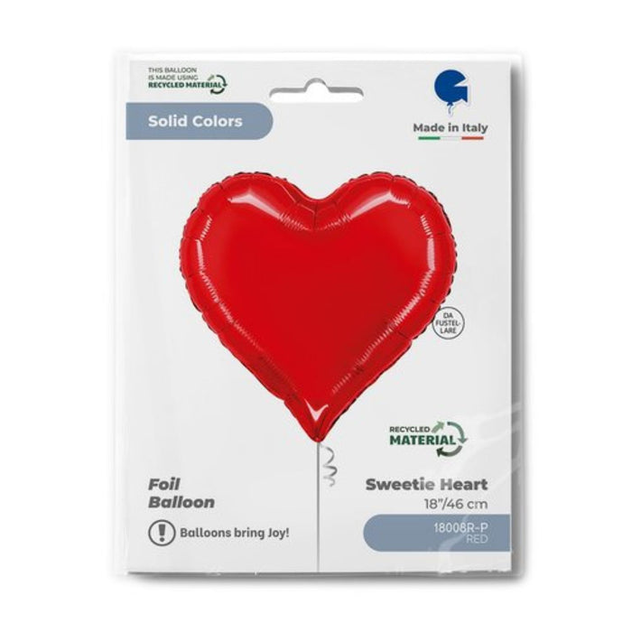 ABC18 Herz Folienballon Uni | Ø 46 cm Rot
