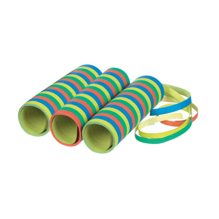 Luftschlangen "Streifen Bunt" | 4m / 3 Rollen