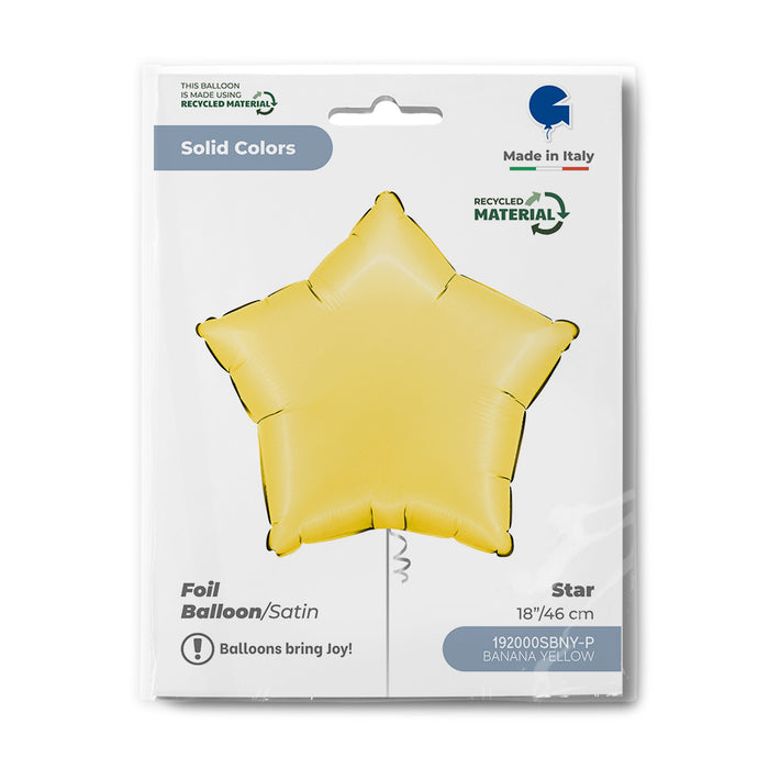 ABC18 Stern Folienballon Uni | Ø 46 cm Satin Banana Yellow