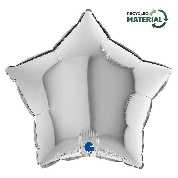 ABC18 Stern Folienballon Uni | Ø 46 cm Silber