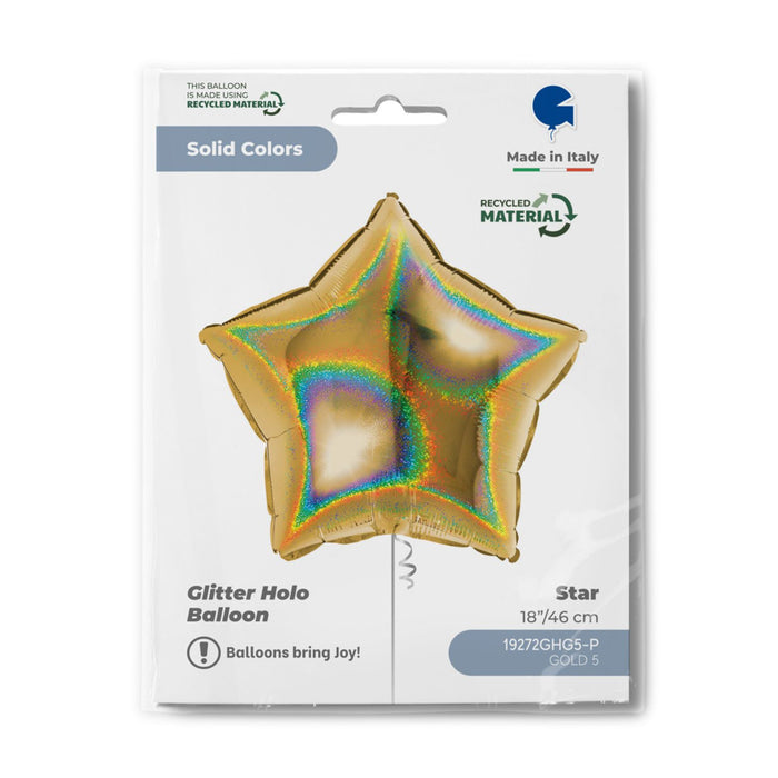 ABC18 Stern Folienballon Uni Holo | Ø 46 cm Gold5