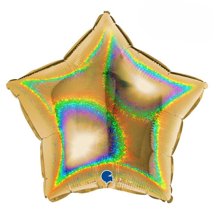 ABC18 Stern Folienballon Uni Holo | Ø 46 cm Gold5