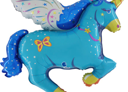 Folienballon Lose - Pegasus mit Flügel Blau II - HF2 Non-Metallic 40"