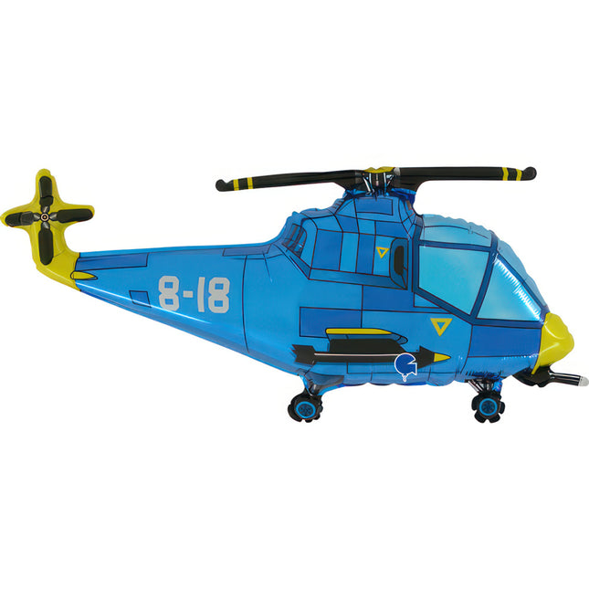 37" Shape Folienballon Lose - Hubschrauber Blau (Non-Metallic) | HFE