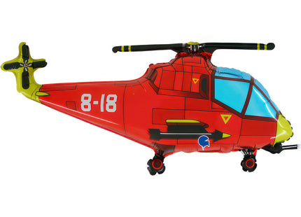 37" Shape Folienballon Lose - Hubschrauber Rot (Non-Metallic) | HFE