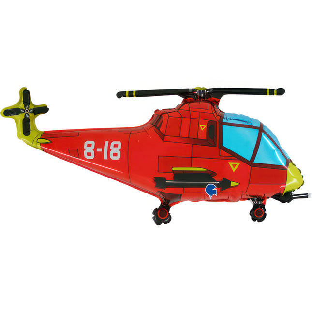 37" Shape Folienballon Lose - Hubschrauber Rot (Non-Metallic) | HFE