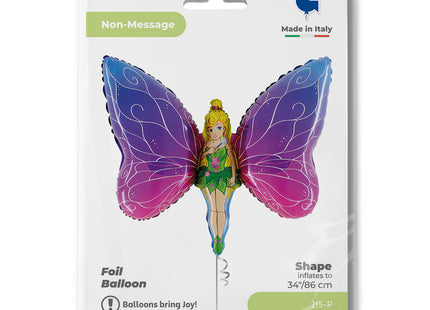 34" Shape Folienballon Lose - Schmetterlings Fee (Non-Metallic) | HFE