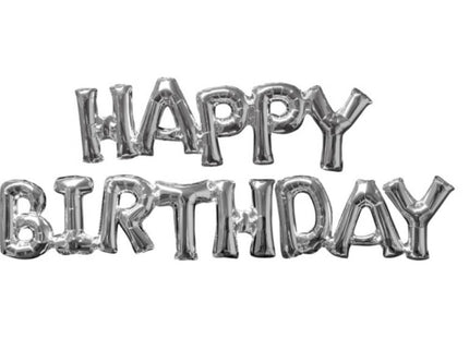 Folienballon Super Shape "Happy Birthday" | Silber