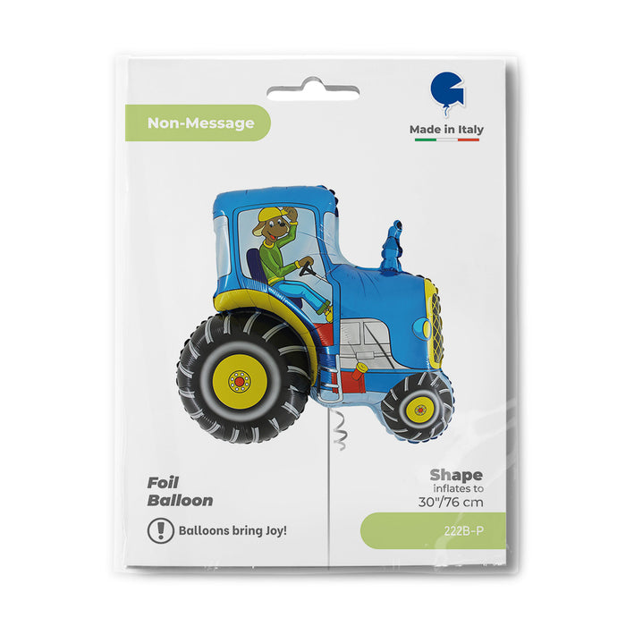 30" Shape Folienballon "Traktor Blau" | 76cm