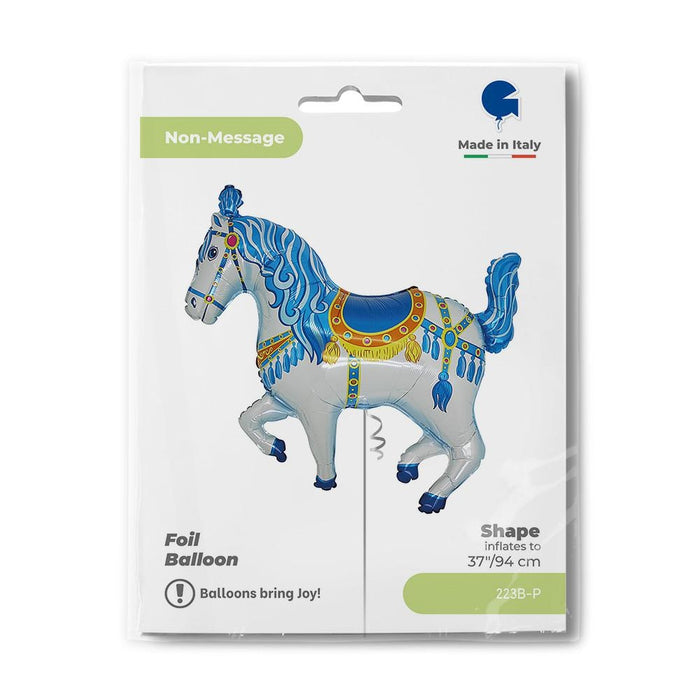 Shape Folienballon "Zirkuspferd" Blau | 94 cm