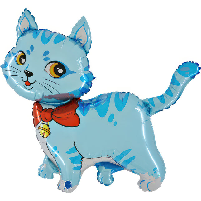 34" Shape Folienballon Lose - Katze Blau II (Non-Metallic)