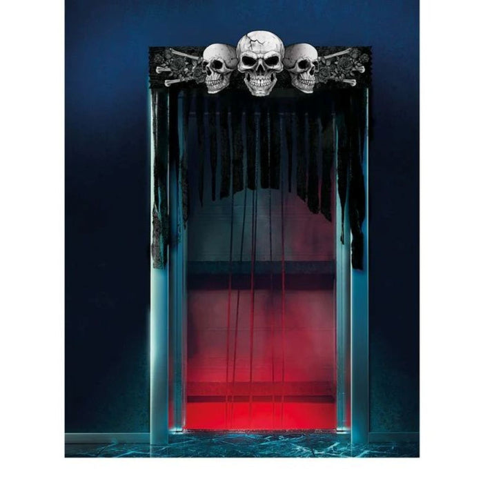 Halloween Türvorhang "Totenköpfe" 90x30cm | Schwarz/Weiß
