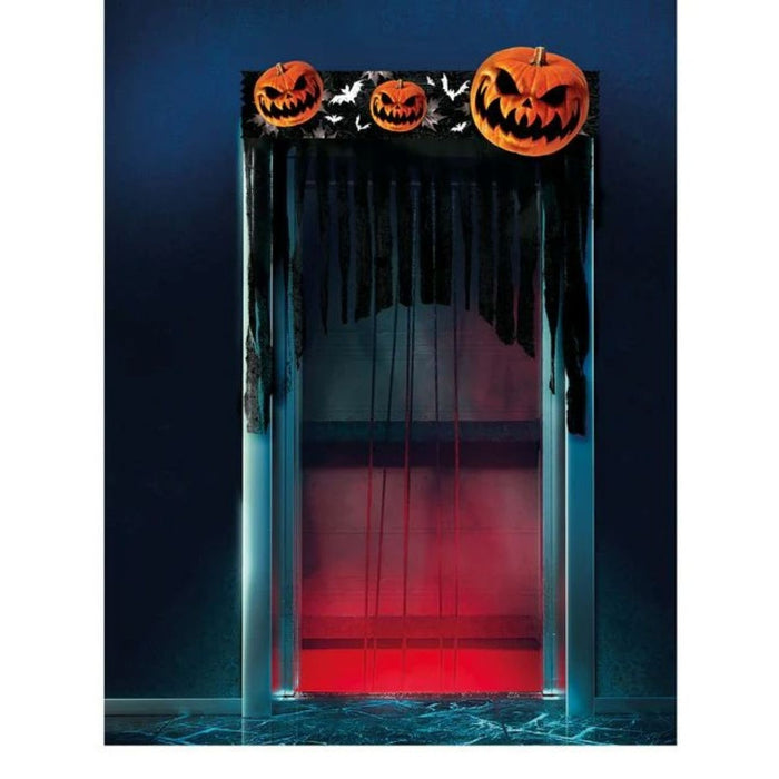 Halloween Türvorhang "Kürbisse" 90x30cm | Schwarz/Orange