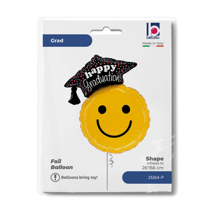 26" Folienballon Shape Smiley Happy Graduation | 66 cm