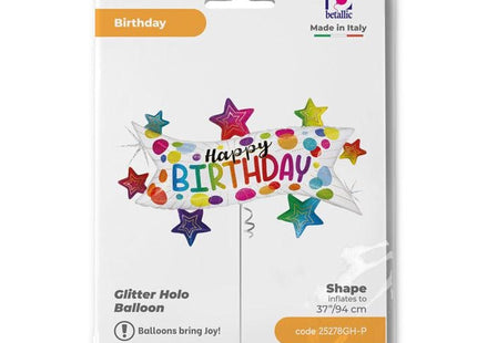 ABC Shape Folienballon Birthday Banner Stars | 94cm