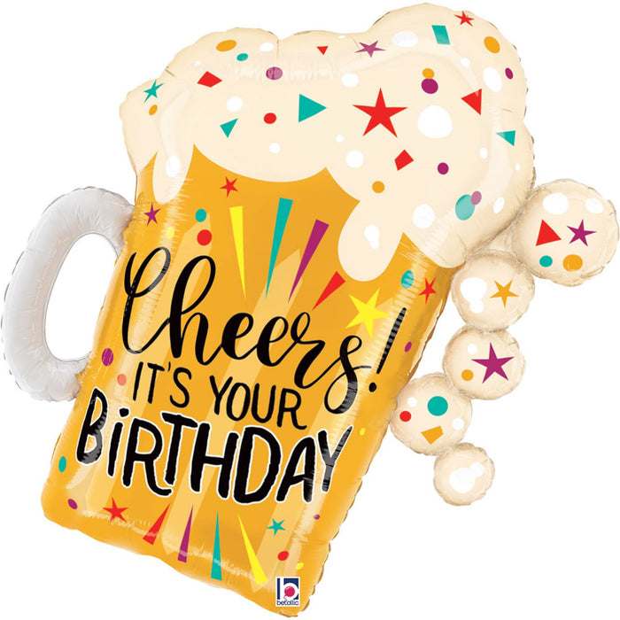 27" Folienballon Shape Bierkrug Cheers! It´s your Birthday | 69 cm
