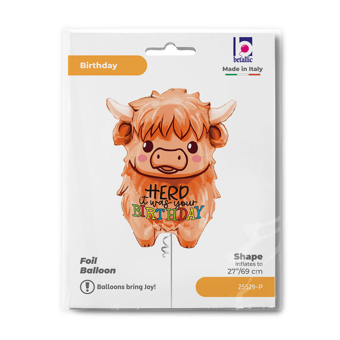 Shape Folienballon "Herd it was your Birthday" Kuh | 69 cm
