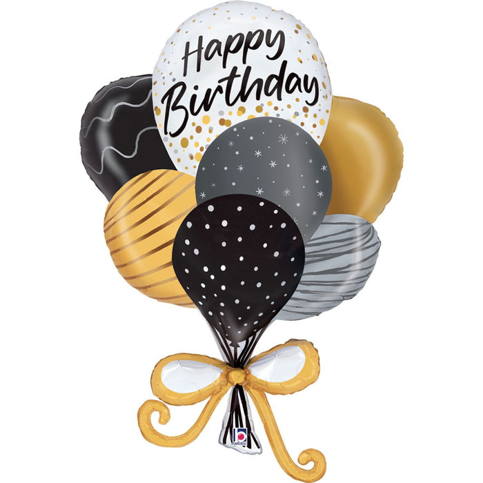 38" Folienballon Shape Ballonstrauß mit Schleife Happy Birthday | 97 cm