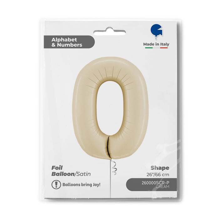 Riesenzahl Folienballon 26"/66cm | Satin Cream #0