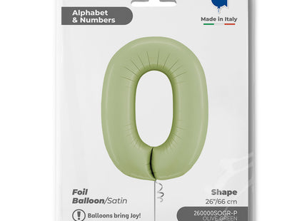 Riesenzahl Folienballon 26"/66cm | Satin Olive #0