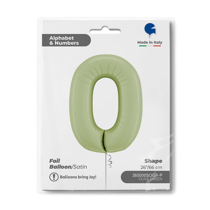 Riesenzahl Folienballon 26"/66cm | Satin Olive #0