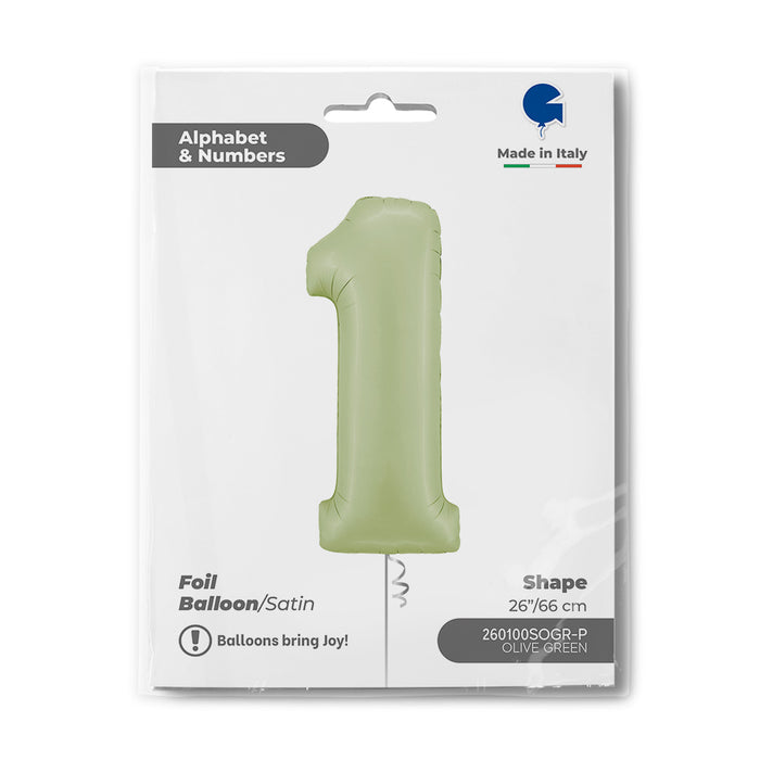 Riesenzahl Folienballon 26"/66cm | Satin Olive #1