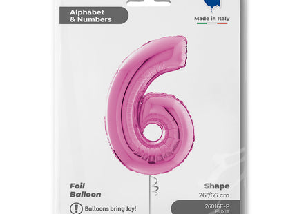 Riesenzahl Folienballon 26"/66cm | Pink #6
