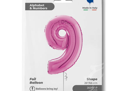 Riesenzahl Folienballon 26"/66cm | Pink #9