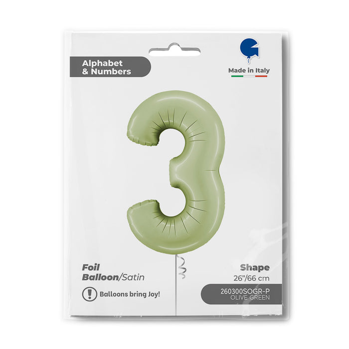 Riesenzahl Folienballon 26"/66cm | Satin Olive #3