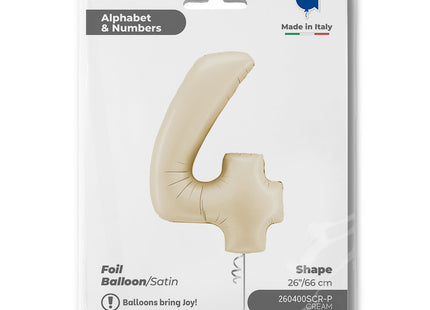 Riesenzahl Folienballon 26"/66cm | Satin Cream #4