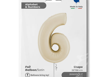 Riesenzahl Folienballon 26"/66cm | Satin Cream #6