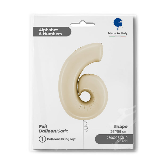 Riesenzahl Folienballon 26"/66cm | Satin Cream #6