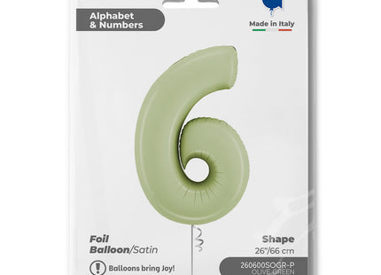Riesenzahl Folienballon 26"/66cm | Satin Olive #6