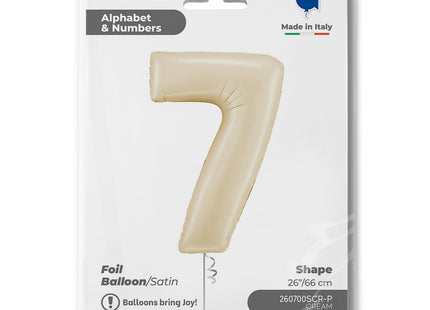 Riesenzahl Folienballon 26"/66cm | Satin Cream #7