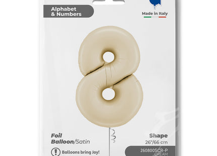 Riesenzahl Folienballon 26"/66cm | Satin Cream #8