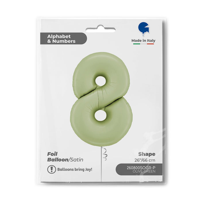 Riesenzahl Folienballon 26"/66cm | Satin Olive #8