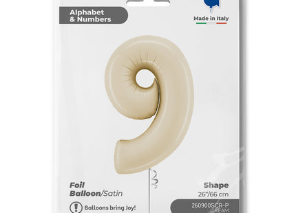 Riesenzahl Folienballon 26"/66cm | Satin Cream #9