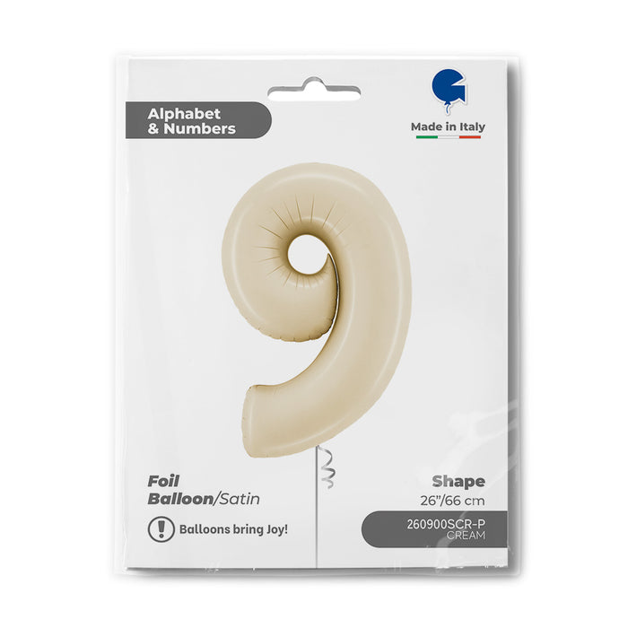 Riesenzahl Folienballon 26"/66cm | Satin Cream #9
