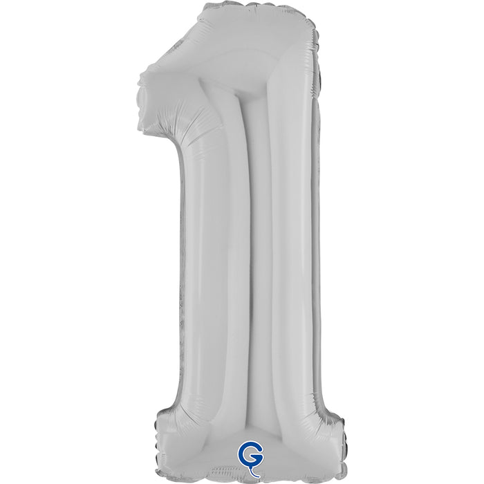Riesenzahl Folienballon 26"/66cm | Silber #1