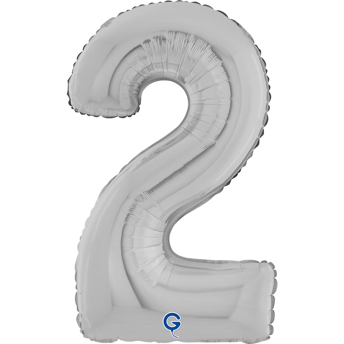 Riesenzahl Folienballon 26"/66cm | Silber #2