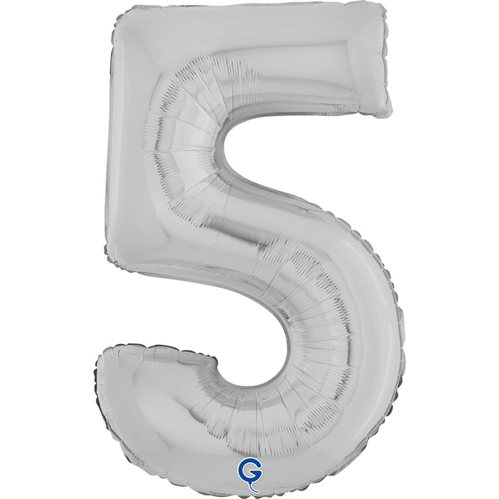 Riesenzahl Folienballon 26"/66cm | Silber #5