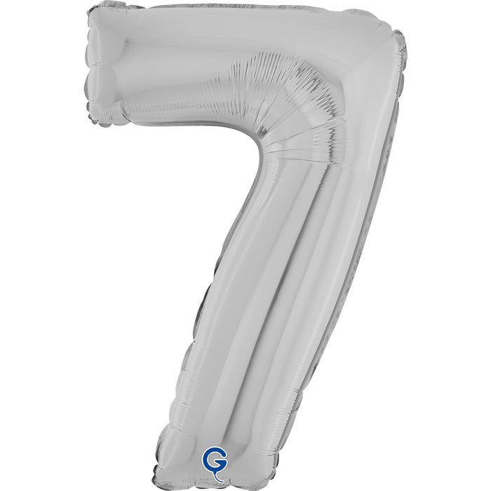 Riesenzahl Folienballon 26"/66cm | Silber #7