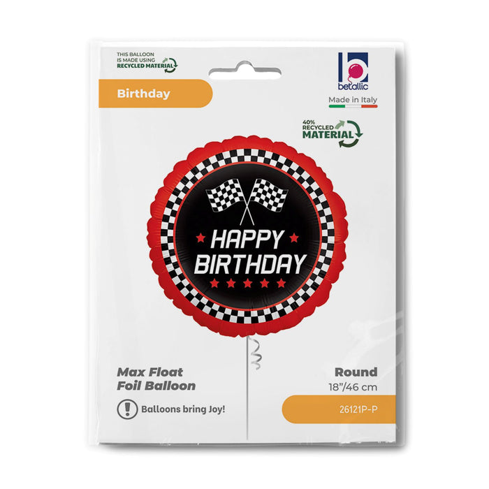 18"/Ø46cm Folienballon "Happy Birthday" Zielflagge