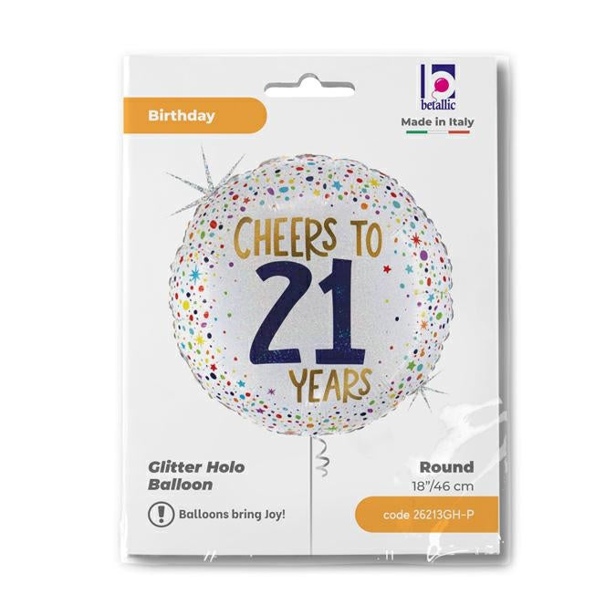 ABC18 Folienballon "Cheers to 21 Years" | Ø 45 cm