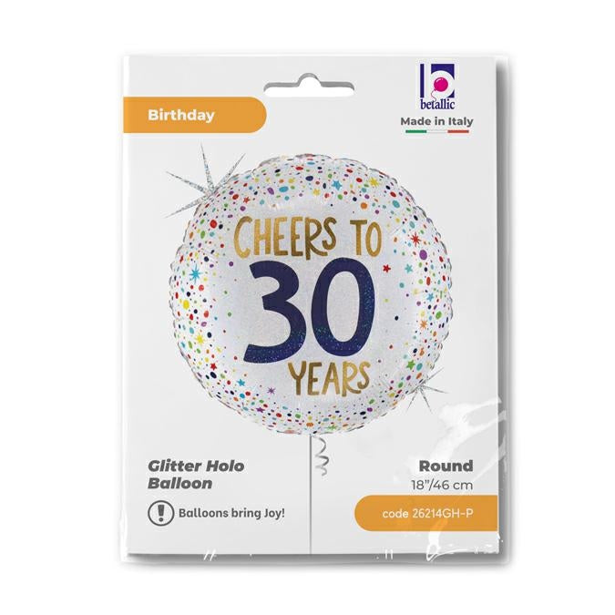 ABC18 Folienballon "Cheers to 30 Years" | Ø 45 cm