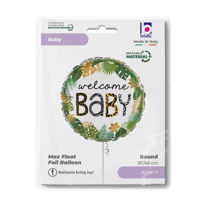 ABC18 Folienballon Dschungel "Welcome Baby" | Ø 46 cm